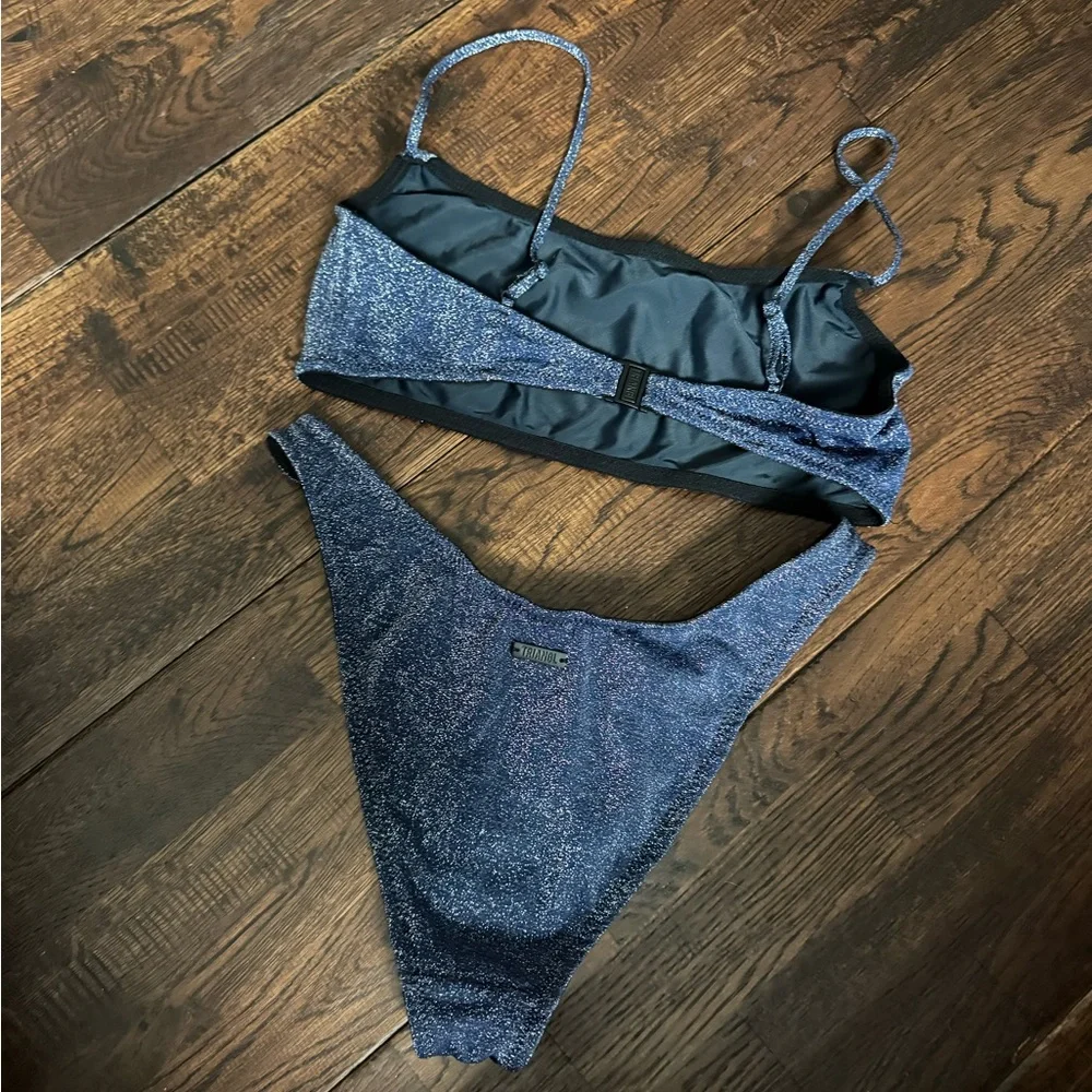 triangl swimwear Shimmery Navy Blue Bikini Set
